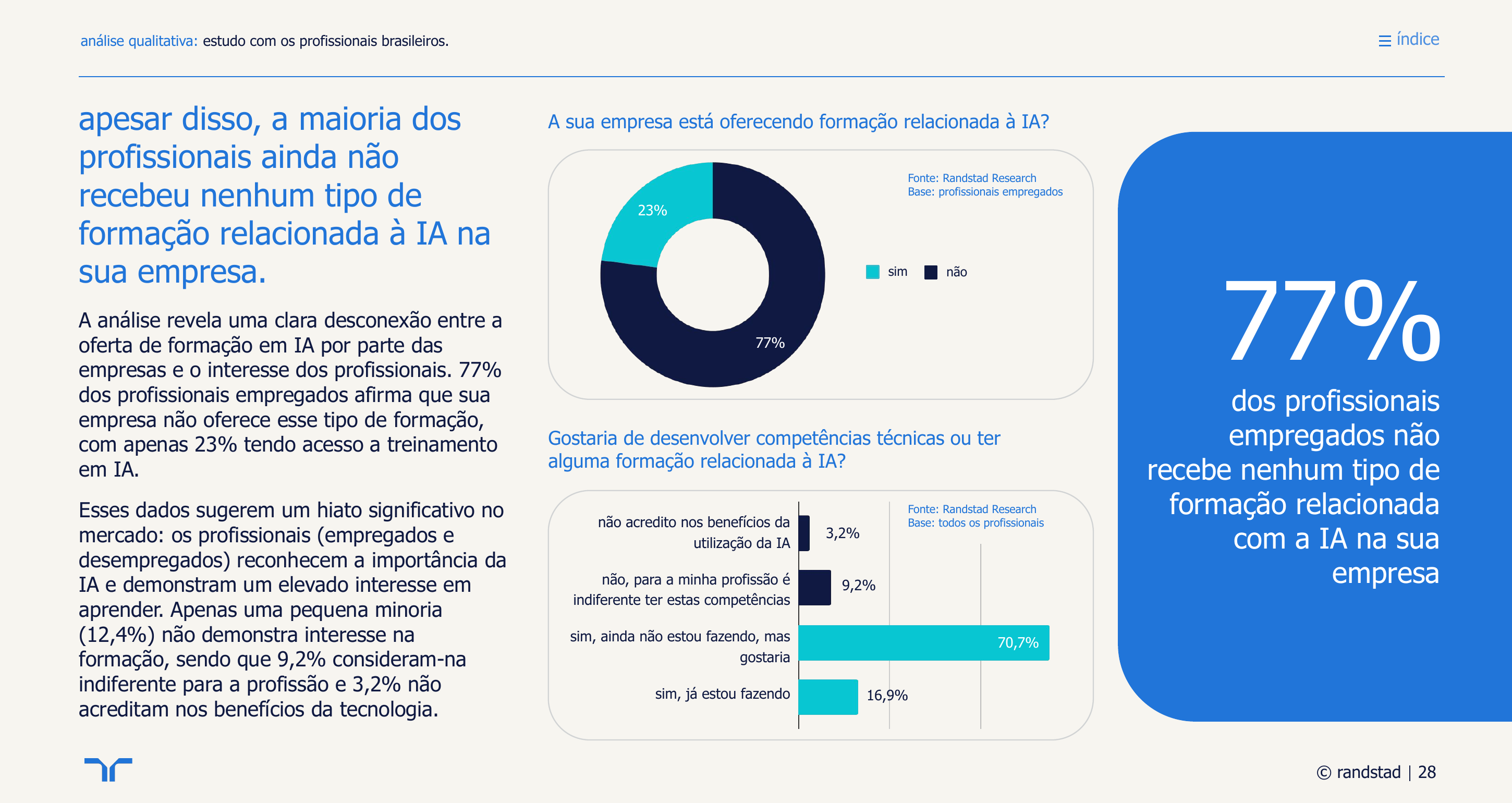 Formação relacionada à IA na empresa e desejo de desenvolver competências